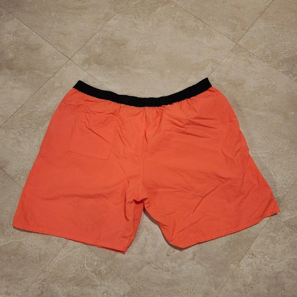 VTG Lightning Bolt Men XL USA Made Retro Orange Elastic Swim Trunks Board Shorts